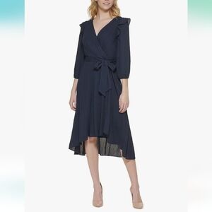 Tommy Hilfiger Women's Stylish Navy Wrap Dress Size 10